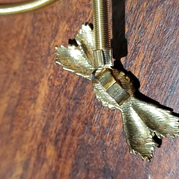 VINTAGE STATEMENT BELT  GOLDEN SNAKE STRETCH WITH BUTTERFLY RETRO  SLINKY - Picture 6 of 12